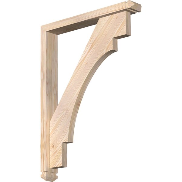 Ekena Millwork Merced Arts and Crafts Smooth Bracket w/ Offset Brace, Douglas Fir, 3 1/2"W x 24"D x 32"H BKT0402X24X32MRC03SDF - main